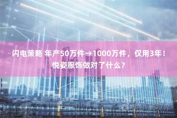 闪电策略 年产50万件→1000万件，仅用3年！悦姿服饰做对了什么？